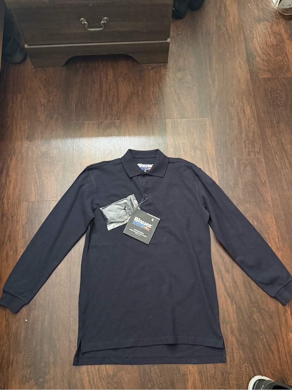 Blauer Long Sleeve Polo in Navy Blue - Men's